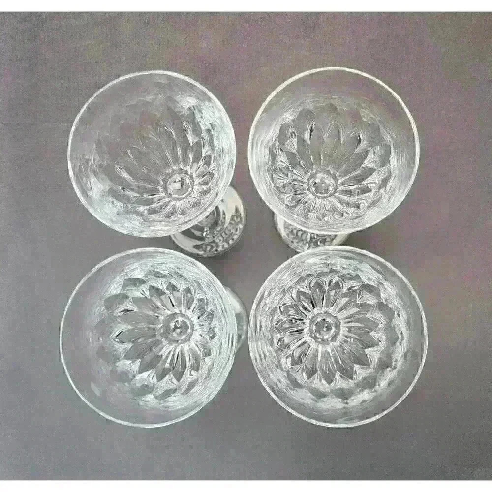 Vintage Josair Edith Crystal Large Claret Wine Glass Goblet Set 4 Glasses Signed - Picture 3 of 6